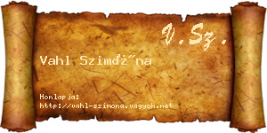 Vahl Szimóna névjegykártya